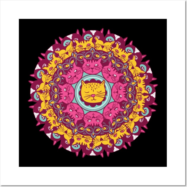 CAT MANDALA colorful cute kittens Wall Art by Midoart